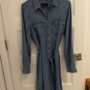 Parasuco Denim Shirt Dress with Waist Tie